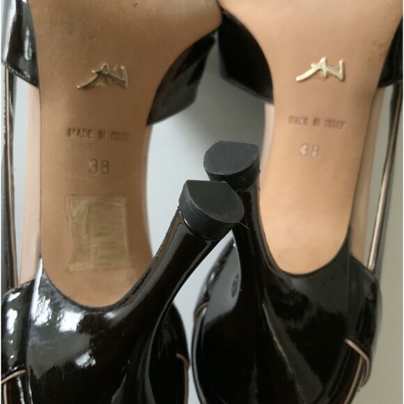 Alexandra Neel Pumps Women Size 38 US 8M Brown Patent Leather Point-toe Heels - Picture 9 of 11